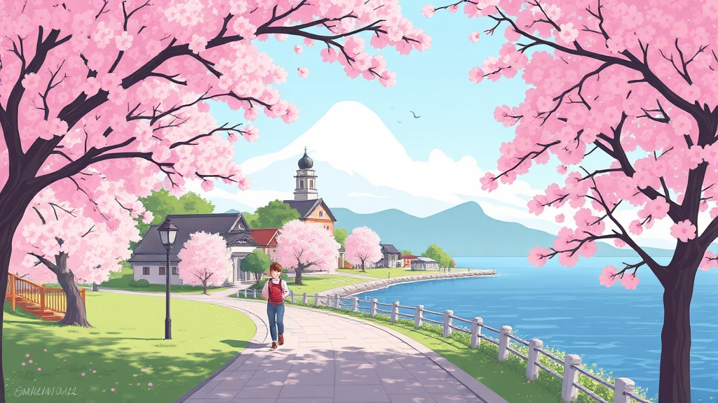 숨겨진 벚꽃 명소와 나들이 꿀팁 (illustration 스타일)