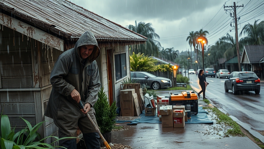 폭우와 태풍, 어떻게 대비할까? (realistic 스타일)