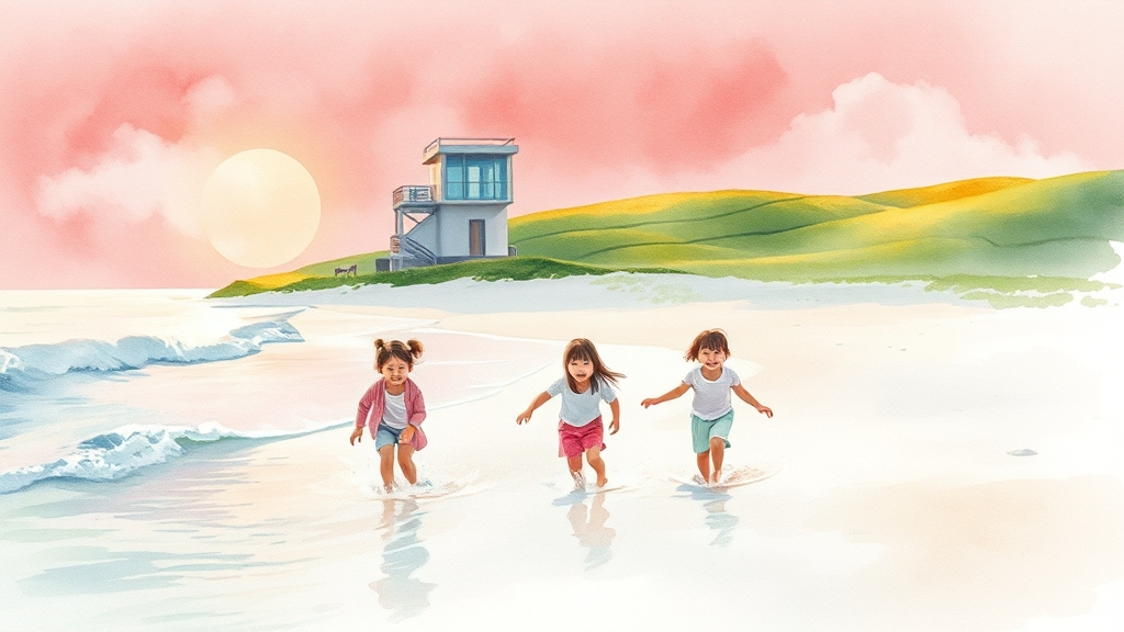 율포 해수욕장 & 바다 전망대 (watercolor 스타일)