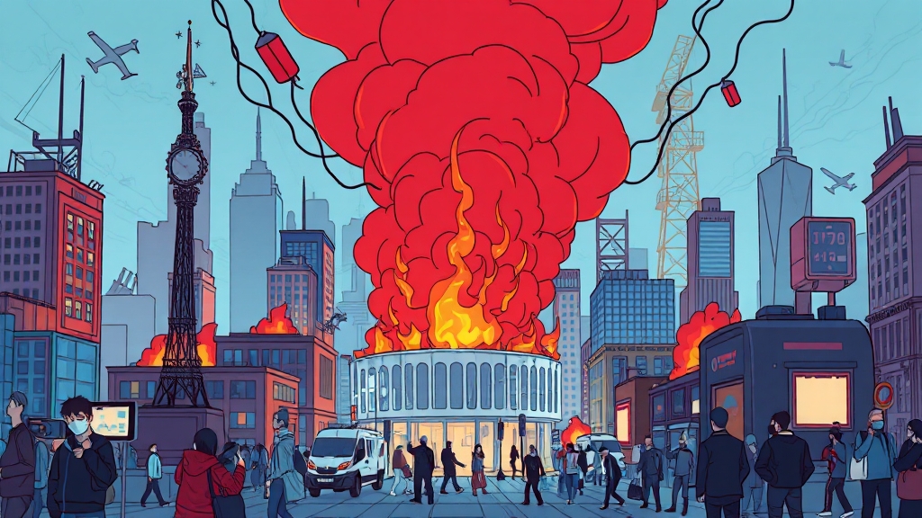 디지털 의존도 심화와 사회적 영향 (cartoon 스타일)