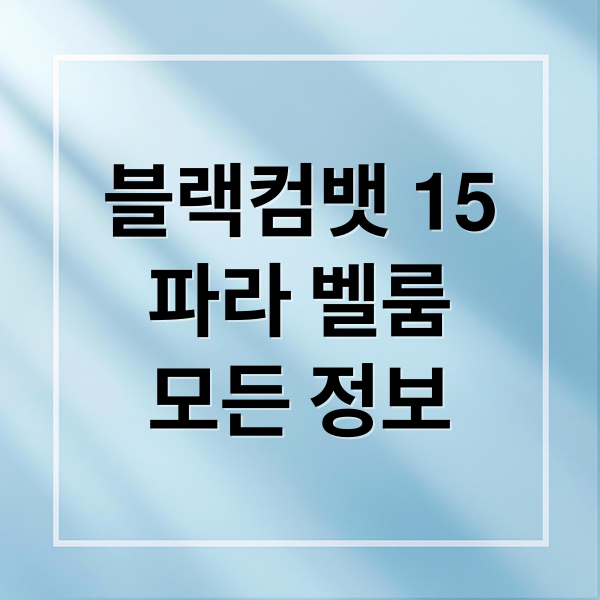블랙컴뱃 15
파라 벨룸
모든 정보 (블랙컴뱃 15, 8월 23일 인천 인스파이어아레나에서 개최)