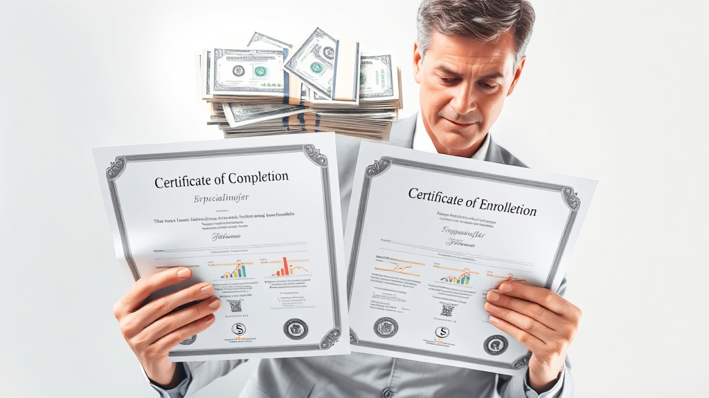 가입 확인서와 완납 증명서 비교 (realistic 스타일)