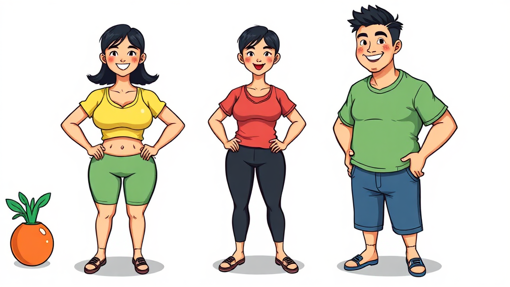 체중 및 신체 변화 (cartoon 스타일)