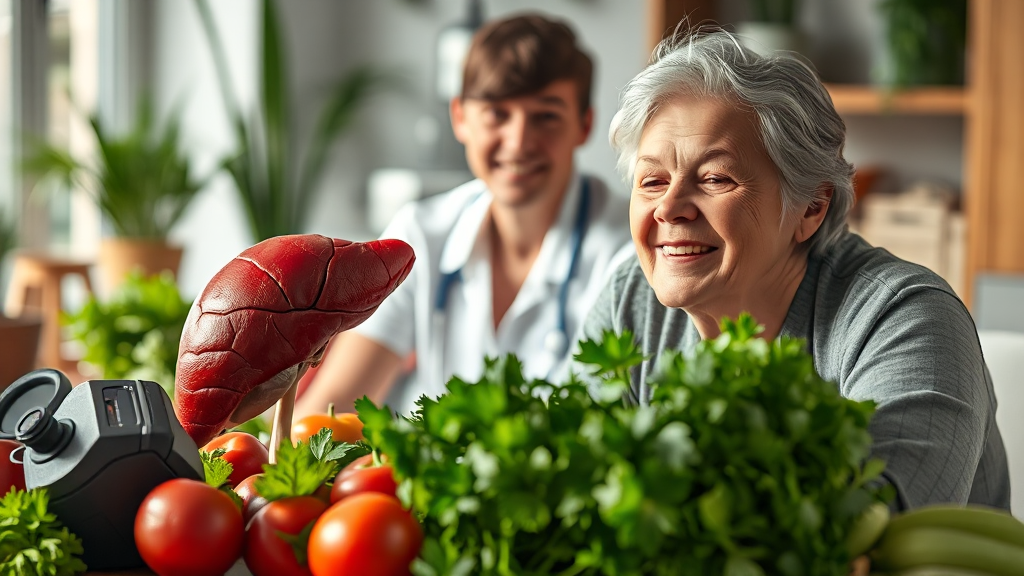 간 건강 관리를 위한 추가적인 조치 (realistic 스타일)