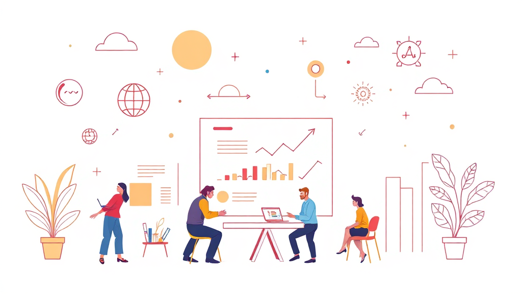 AI 도입과 조직 구조 변화 (illustration 스타일)