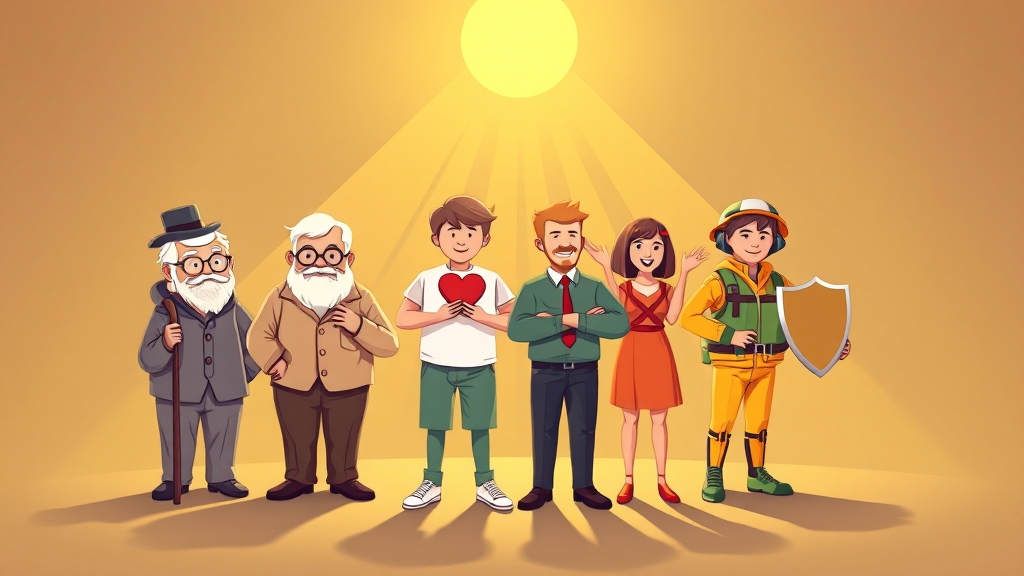 4대 보험, 어떻게 구성될까요? (cartoon 스타일)