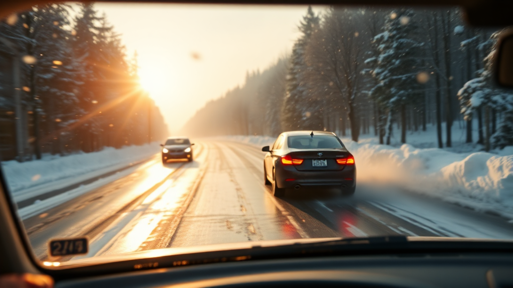 블랙아이스 의심 신호 (realistic 스타일)
