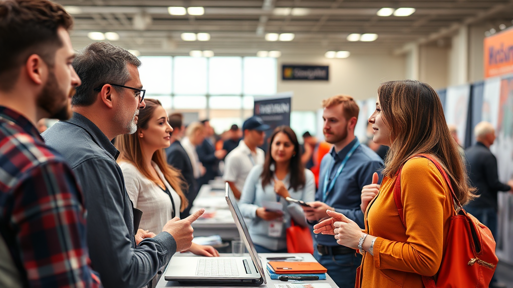 성공적인 박람회 참여 전략 (realistic 스타일)