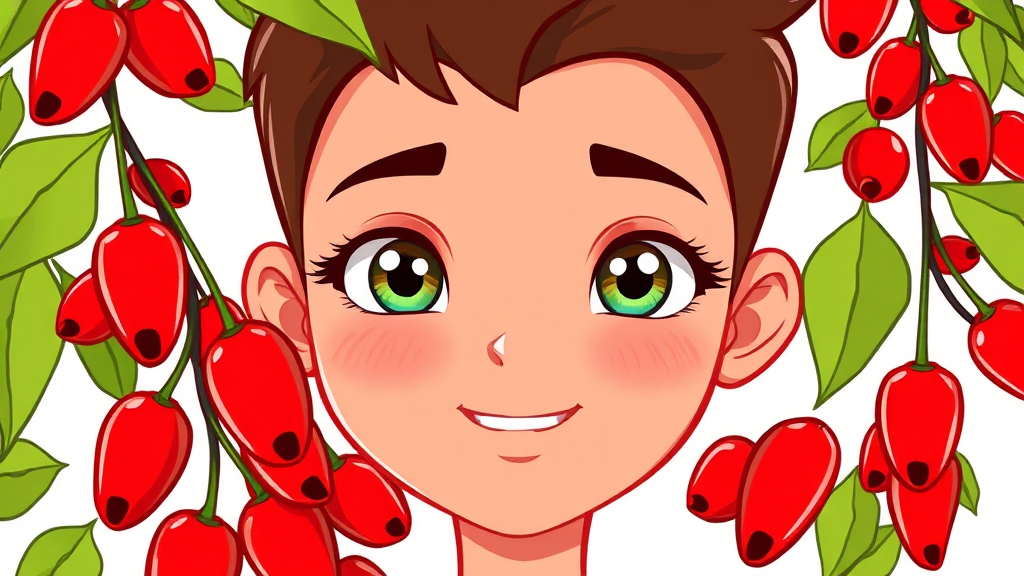 구기자의 주요 효능은? (cartoon 스타일)