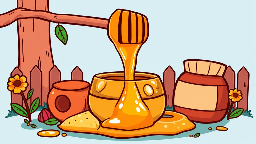 꿀 섭취 시 발생할 수 있는 위험과 대안 (cartoon 스타일)