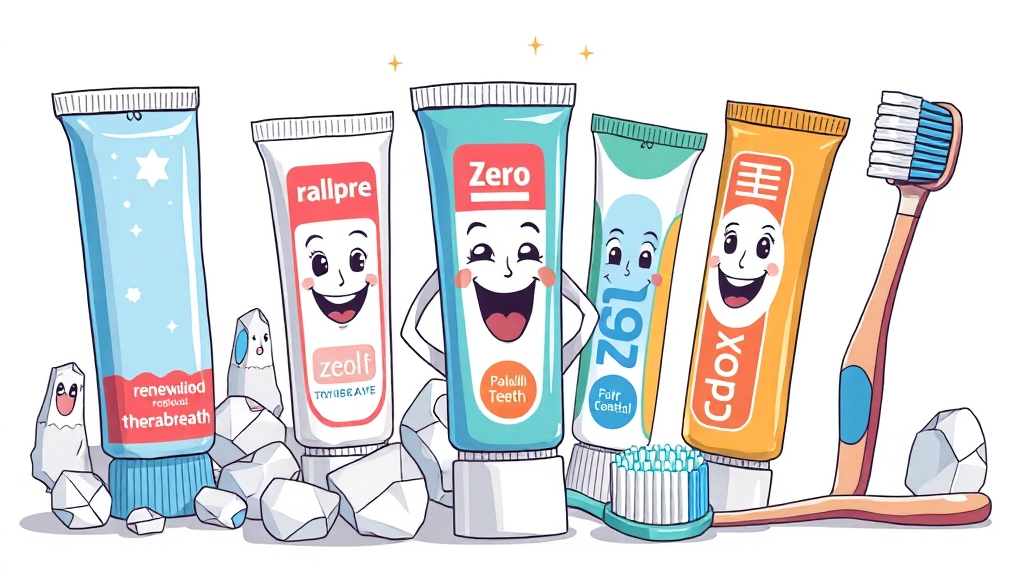 대표적인 입냄새 방지 치약 종류 (cartoon 스타일)