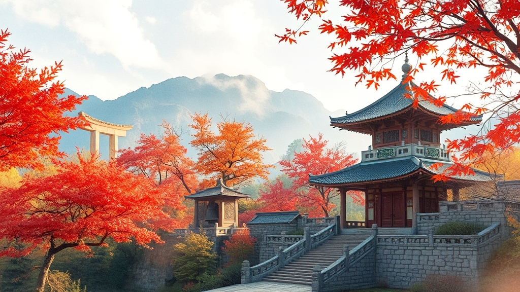 단풍 명소 사찰 Best 5 (realistic 스타일)