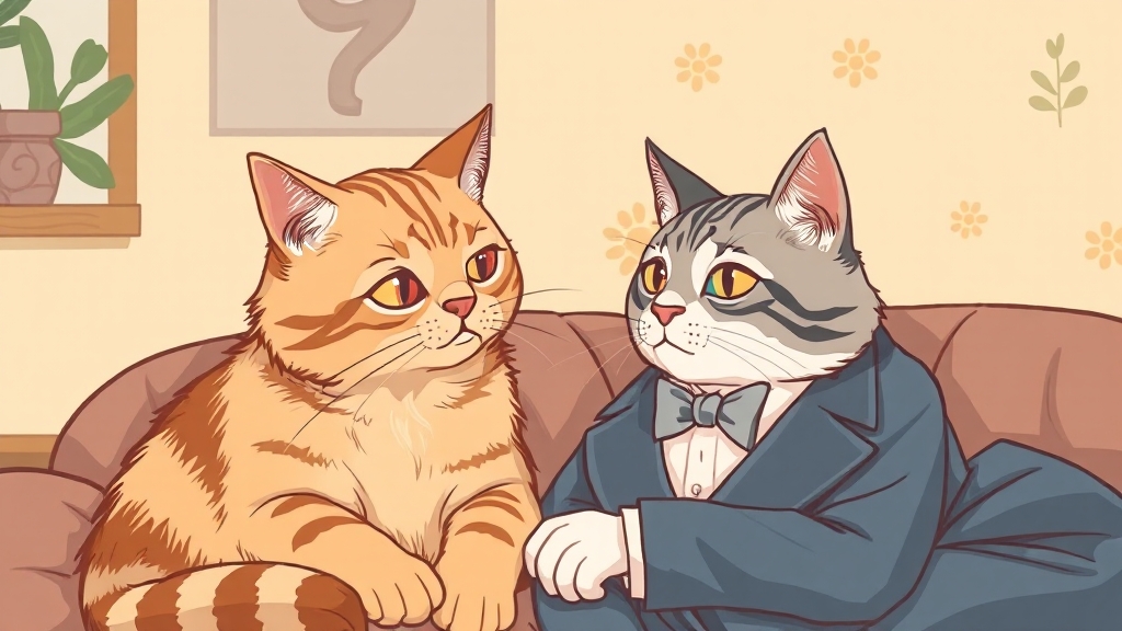 노령묘 영양 관리 중요성 (illustration 스타일)