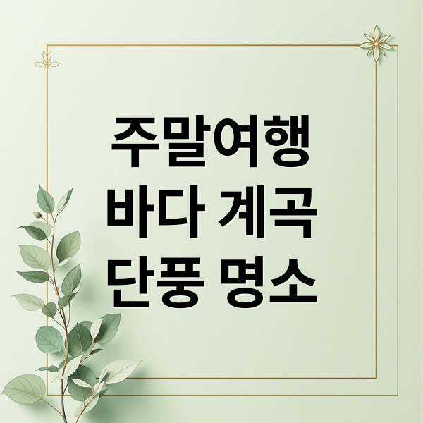 주말여행바다 계곡단풍 명소 (여름 가을 주말여행 추천)