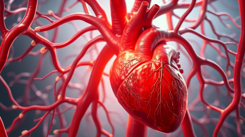 심근경색의 주원인: 혈관 막힘 (realistic 스타일)