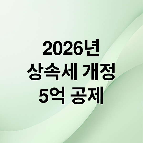 2026년
상속세 개정
5억 공제 (2026 상속세 일괄공제 5억 배우자 공제 5억 합산)