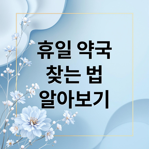 휴일 약국
찾는 법
알아보기 (휴일 약국 검색)