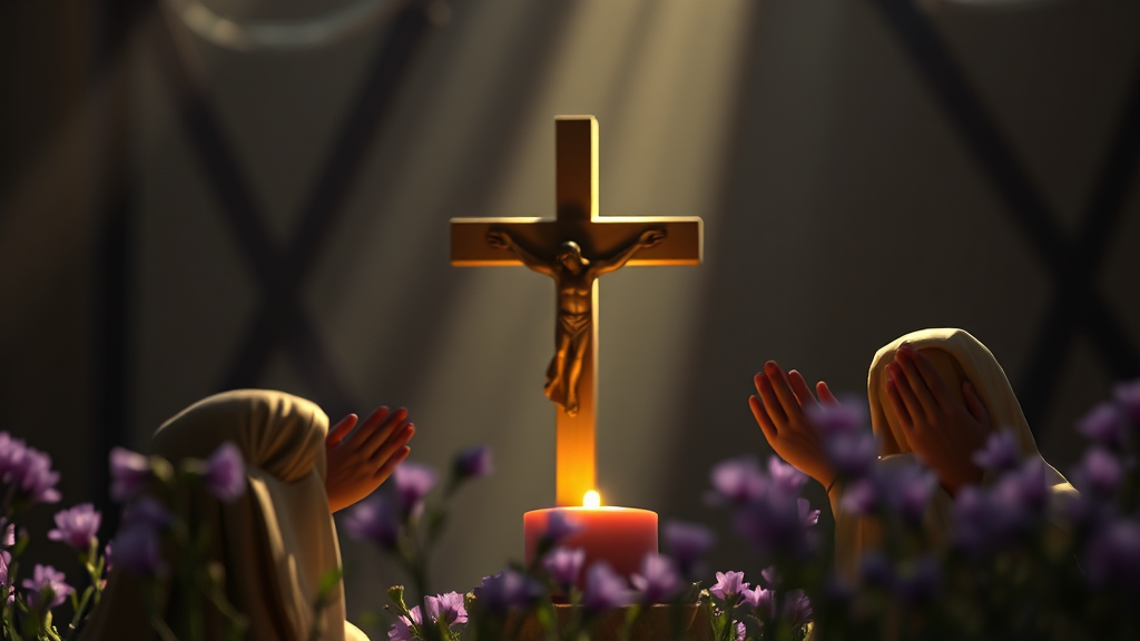 사순절 기간의 영적 실천: 금식, 기도, 나눔 (realistic 스타일)