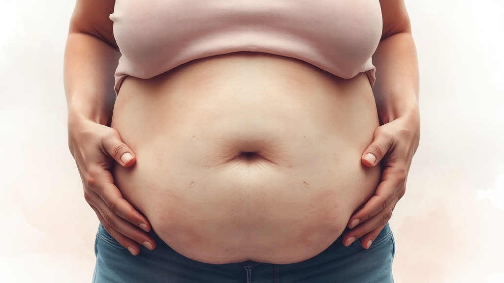 갱년기 비만의 건강 영향 (watercolor 스타일)