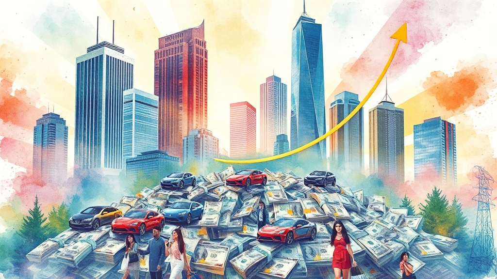 주요 수혜주: 금융, 부동산, 소비재 (watercolor 스타일)