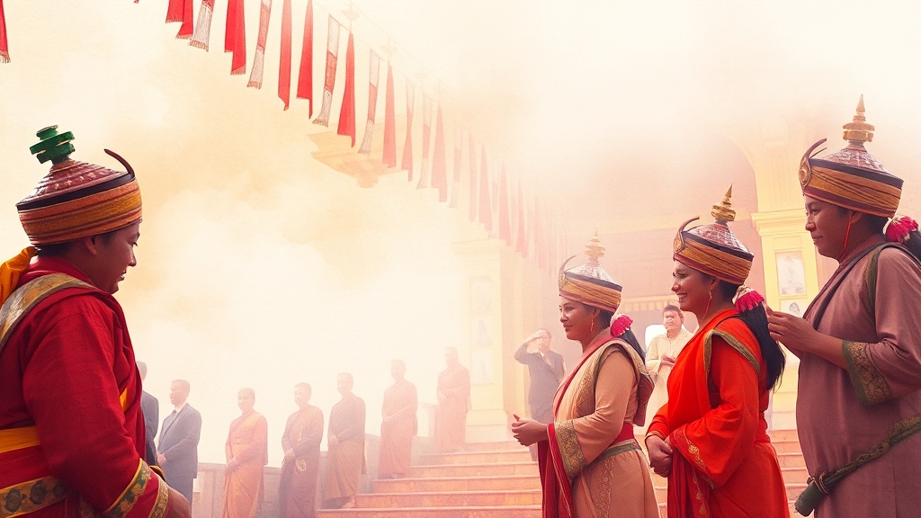 무스탕의 특별한 축제와 의식 (watercolor 스타일)