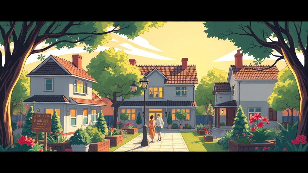 실버타운 단지 배치 및 설계 (illustration 스타일)