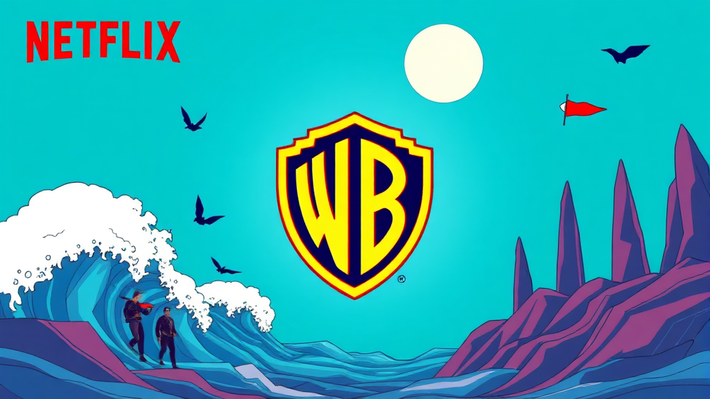 넷플릭스, 워너 브라더스 인수 추진 (illustration 스타일)