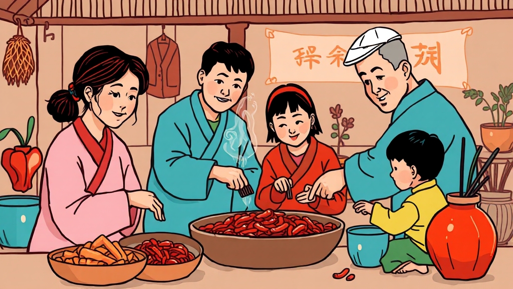 김장 체험, 함께 즐기는 김치의 맛 (cartoon 스타일)
