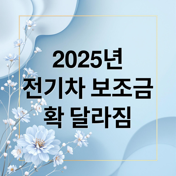 2025년
전기차 보조금
확 달라짐 (2025년 전기차 보조금, 이렇게 바뀝니다!)