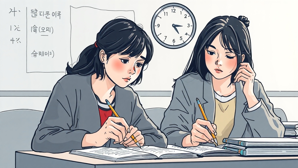 시험 일정 및 구성 (illustration 스타일)