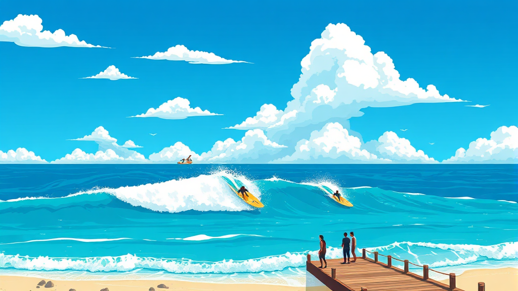 서핑의 성지 시아르가오: 초보부터 고수까지 즐기는 방법 (illustration 스타일)