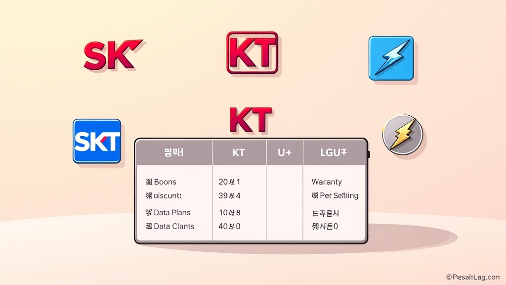 통신사별 폴드7 사전예약 혜택 비교 (cartoon 스타일)
