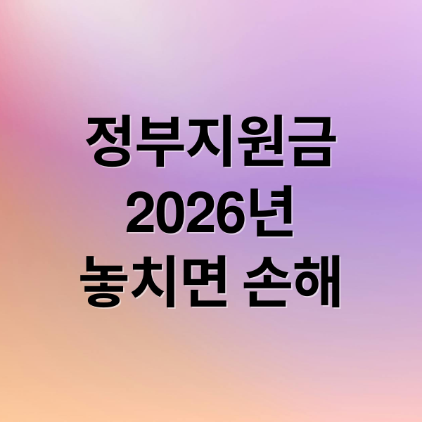 정부지원금
2026년
놓치면 손해 (정부지원금 추천)