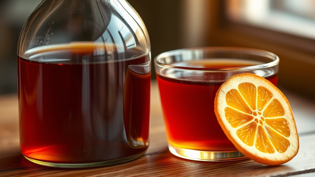 댕유자청의 올바른 보관 및 숙성 방법 (realistic 스타일)