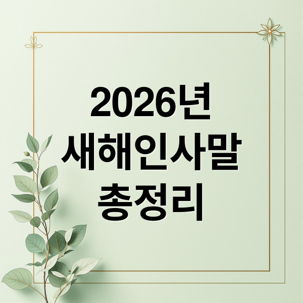2026년
새해인사말
총정리 (2026년 새해인사말 짧은)
