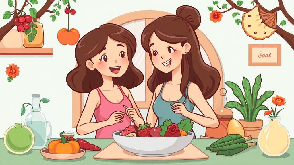 영양 관리와 식단, 회복을 돕는 식사 (cartoon 스타일)