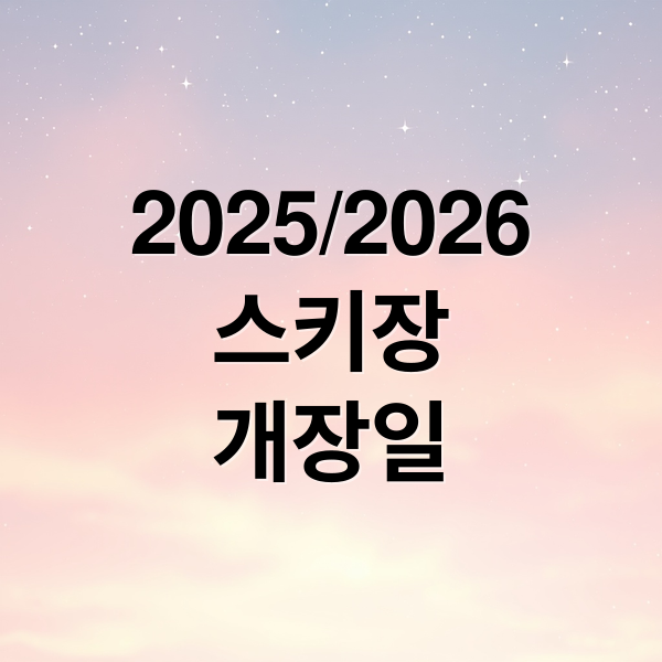2025/2026
스키장
개장일 (스키장 개장일)