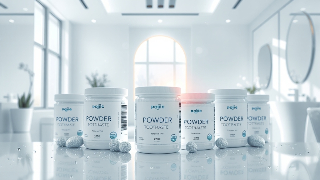 분말 치약 선택 시 고려사항 (illustration 스타일)