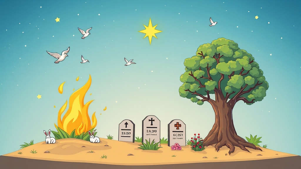 장례 방식, 어떤 것이 있을까요? (cartoon 스타일)