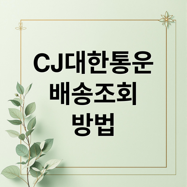 CJ대한통운
배송조회
방법 (CJ배송조회)