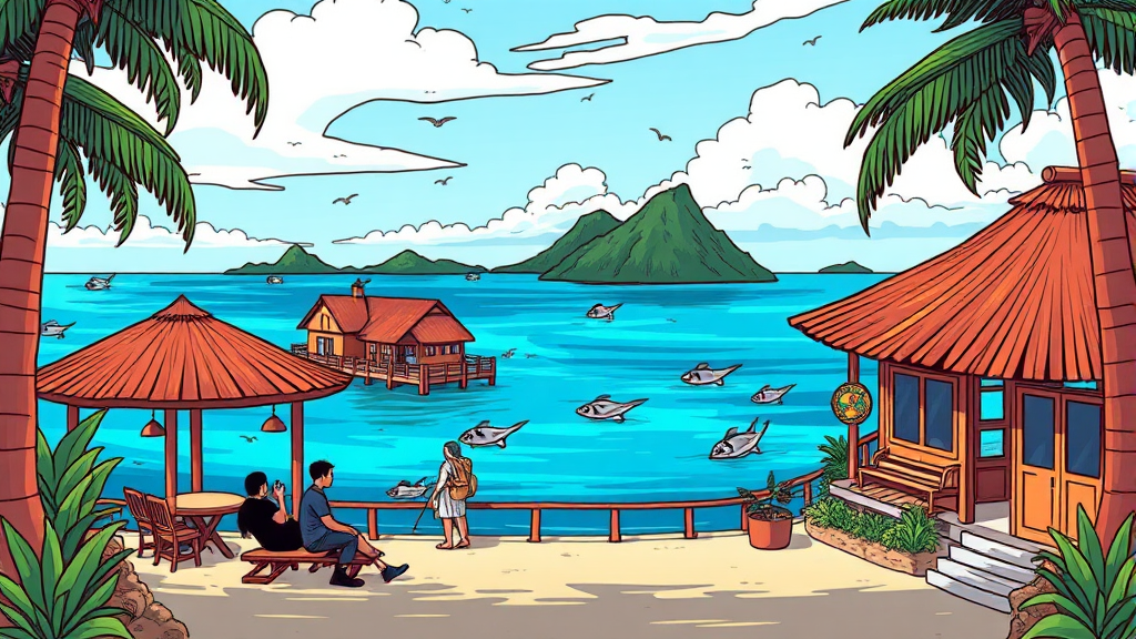 마나도 그랜드 룰리 리조트 완벽 가이드 3 그랜드 룰리 리조트 위치 (cartoon 스타일)