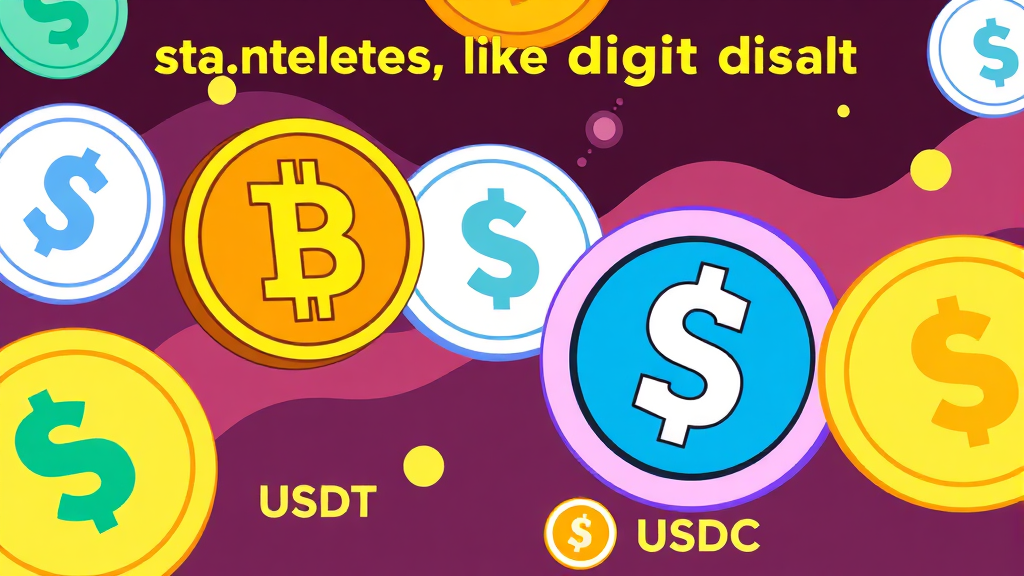 스테이블코인의 종류와 대표적인 코인 비교 (USDT vs USDC) (cartoon 스타일)