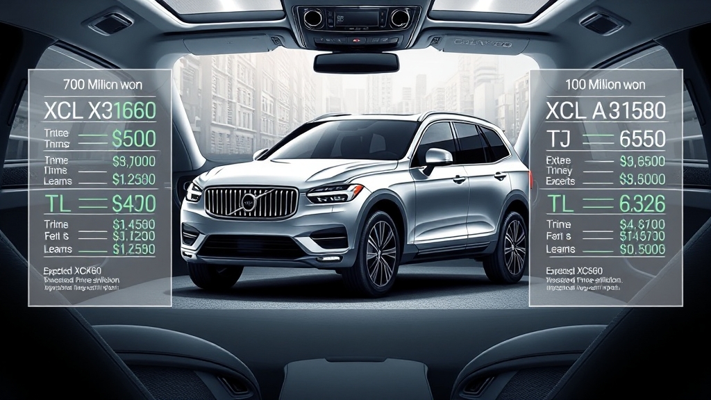 XC60 라인업별 가격 비교 (illustration 스타일)