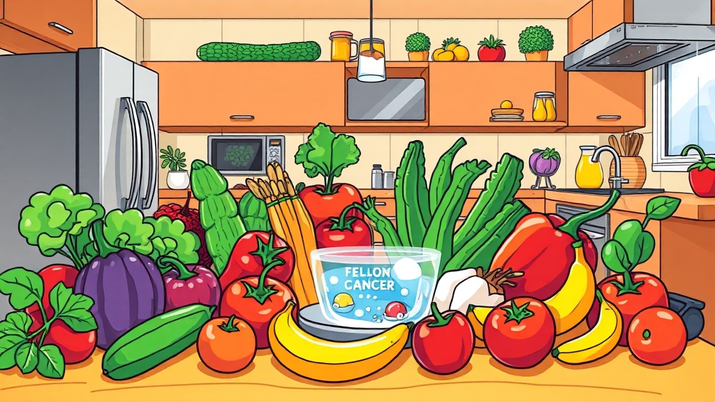 식습관으로 대장암 예방하기 (cartoon 스타일)