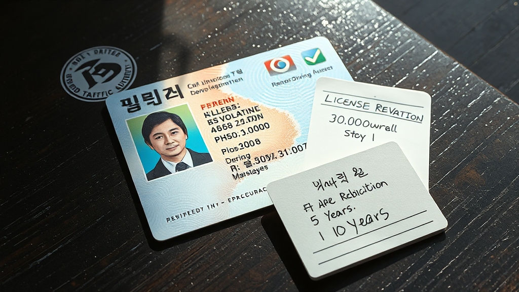 과태료 및 면허 취소 후 재취득 (realistic 스타일)