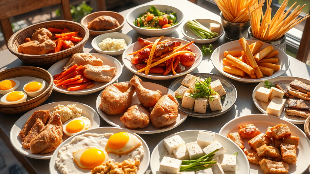 단백질 고정 메뉴 식단 레시피 (realistic 스타일)