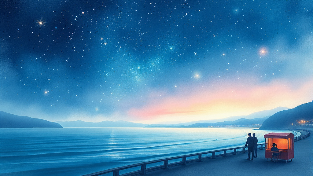 해운대 해수욕장의 변신 (watercolor 스타일)