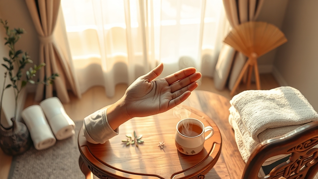 급체 완화를 위한 지압 및 요법 (realistic 스타일)