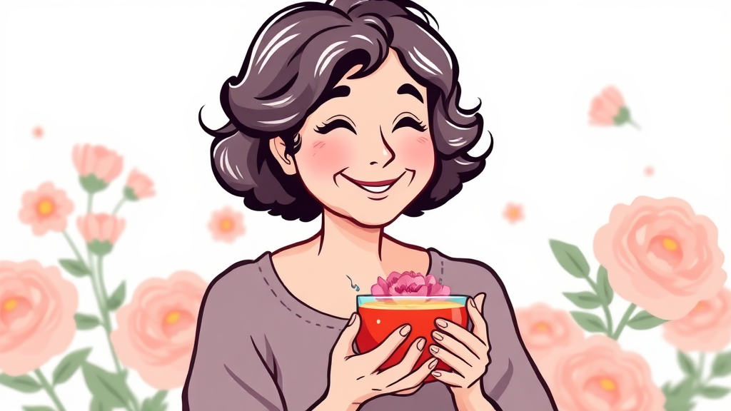 작약정, 갱년기 소화불량 완화에 도움? (cartoon 스타일)