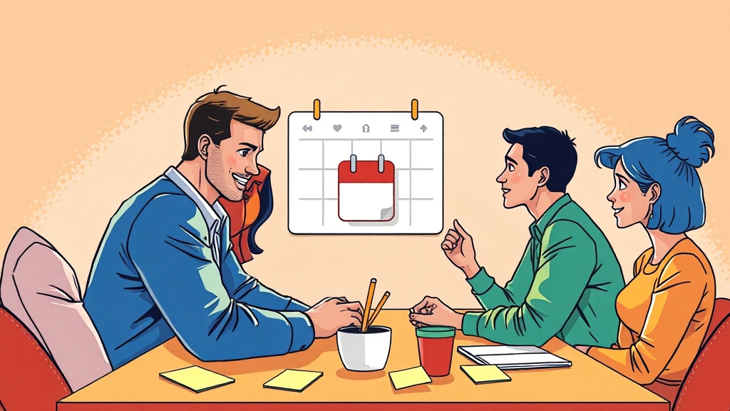 일정 공유 및 협업 (illustration 스타일)